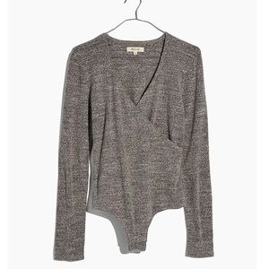 Madewell Wrap Thong Bodysuit in Heather Smoke size XS